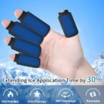 Mangas de terapia azul para dedos de mano, para calor y frío, 360 grados, reutilizables.