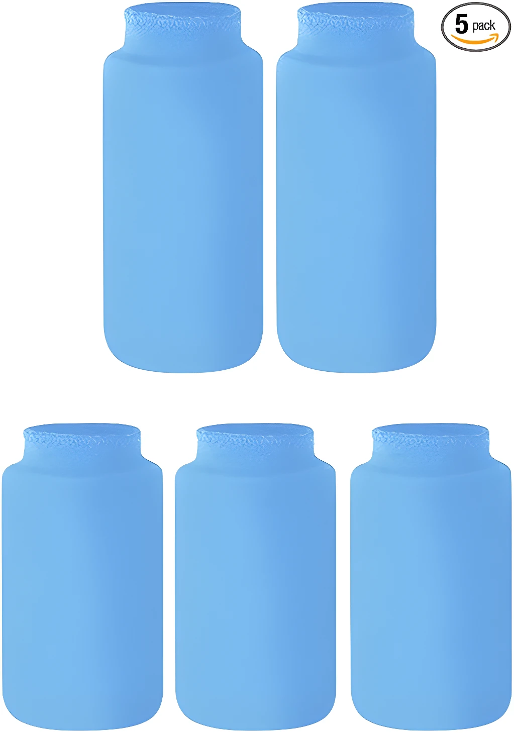 Pack de 5 mangas de terapia de frío y calor para dedos, color azul claro.