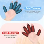 Mangas de terapia para dedos, azules para frío y rojas para calor, para alivio.