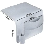 Organizador de cama de fieltro gris con bolsillos, medidas 36x31.5x30cm