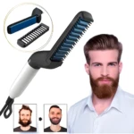 Plancha para barba con cepillo integrado, ideal para hombres, estiliza y peina vello facial.