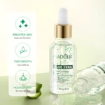 Serum SADOER Aloe Vera en frasco de vidrio con dosificador, ideal para hidratar y nutrir la piel.