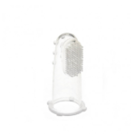 Cepillo de dedo para bebé de silicona transparente con cerdas suaves para limpiar dientes y encías.
