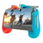 Gatillo para celular gamepad Ak-16 azul y rojo con pantalla de juego.