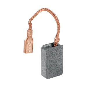 Carbón colector gris con cable trenzado de cobre y terminal plano de cobre para pulidora angular.
