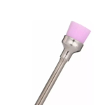 Punta tipo cepillo para drill de uñas, con cerdas sintéticas color rosa y base metálica, diseñada para limpieza y pulido en manicura profesional.