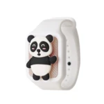 Manilla repelente blanca con diseño de panda tierno en 3D, ideal para niños.