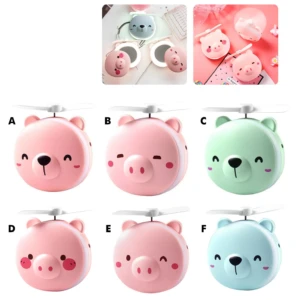 Espejo led ventilador de cerdito rosa, disponibles en varios colores y diseños.