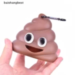 Dispensador de bolsas para popó de mascota, forma de emoji café, con mosquetón para colgar.