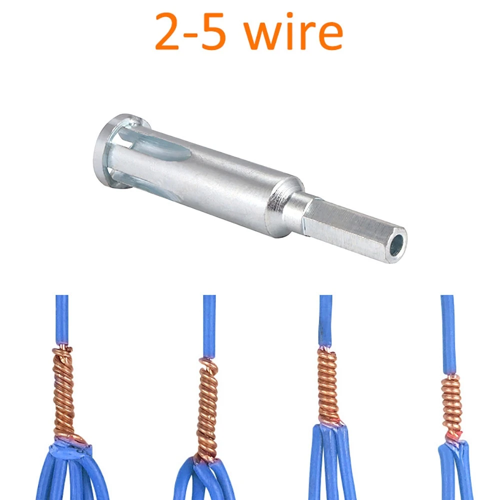 Herramienta para retorcer cables eléctricos de cobre azul, facilita conexiones rápidas y seguras.