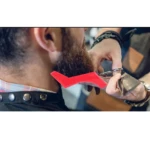 Peine guía rojo para dar forma a la barba con tijeras, accesorio para barbería.