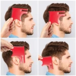 Plantilla roja para corte de barba y cabello, ayuda a perfilar patillas y cuello.
