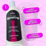 Envase blanco de 500ml de crema alisadora Effes con etiqueta negra, junto a tres recuadros fucsias que destacan liso perfecto, brillo infinito y uso casero.