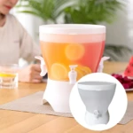 Dispensador blanco para bebidas con 3 compartimentos, ideal para fiestas y reuniones.