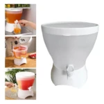Dispensador de bebidas blanco con 3 compartimentos, ideal para refrigerador, con grifo para servir fácilmente.