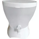 Dispensador de bebidas blanco con tres compartimentos transparentes y grifo dispensador.