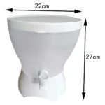 Dispensador de bebidas transparente con grifo y medidas 22x27cm.