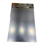 Hoja adhesiva de espejo flexible plateado para decoración de cuartos, empaque con etiqueta "MIRROR STICKER".