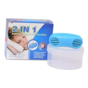 Dispositivo azul 2 en 1 antirronquidos y purificador de aire para mejorar el sueño y la respiración.