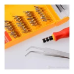 Set destornillador 32 en 1 con puntas variadas, mango ergonómico y pinzas.