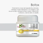 Tarro blanco de encerado capilar Botox, 500ml, para cabello, con descripción de beneficios.