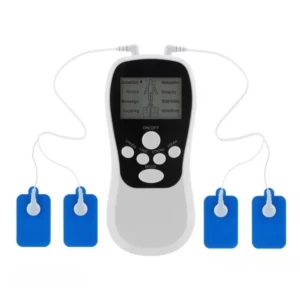 Gimnasia pasiva 4 electrodos, masajeador digital con pantalla y modos de terapia.