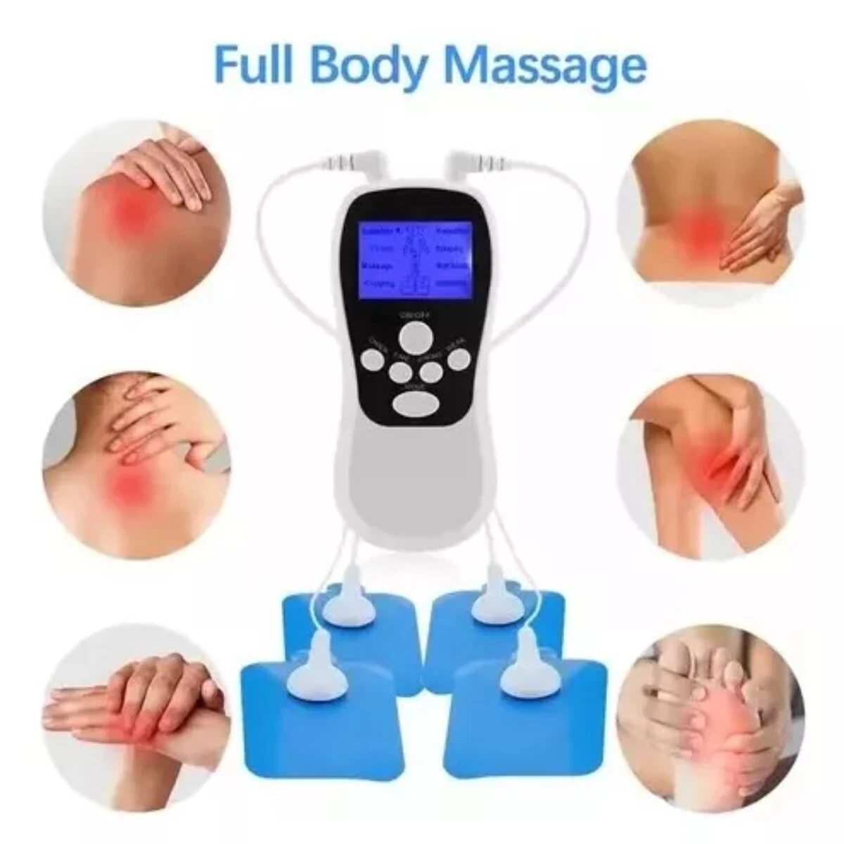 Gimnasia pasiva con 4 electrodos para masajes corporales, alivia dolor en hombro, cuello, espalda, pierna, mano y pie.