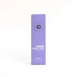 Bruma exfoliante capilar Divanti Beauty en empaque morado con letras blancas.