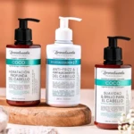 Set de 3 productos L'Oreal Professionnel: champú coco, revitalizador L-7 y mascarilla coco para cabello.