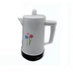 Cafetera eléctrica blanca con flores de colores y base negra, para 2 tazas, marca Gympot.