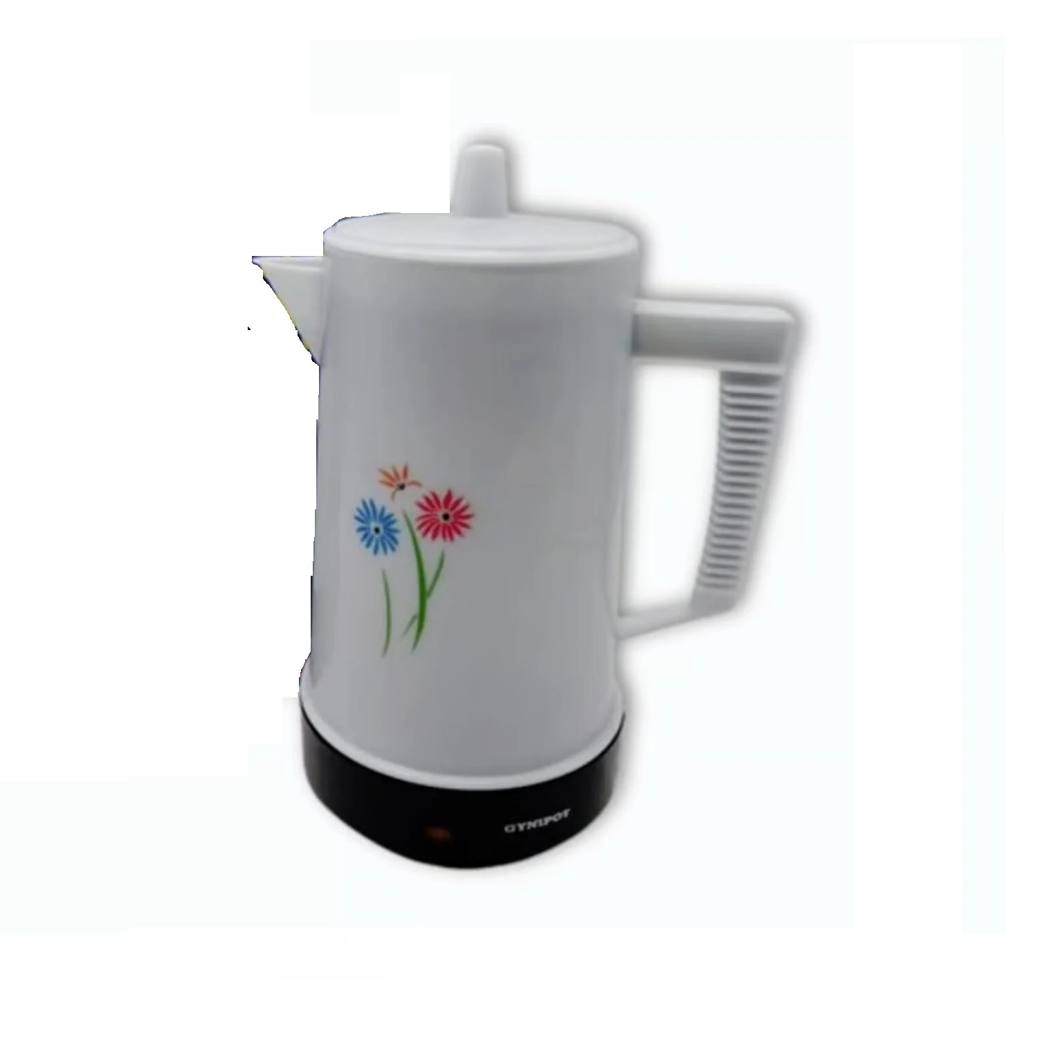 Cafetera eléctrica blanca con flores de colores y base negra, para 2 tazas, marca Gympot.
