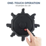 Masajeador eléctrico negro para cuero cabelludo, con operación de un toque, visto desde arriba.