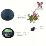 Lámpara solar de mariposas decorativas, con panel solar y batería recargable.