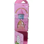 Armario organizador rosa infantil de 3 cubos con diseño de castillo y princesa.