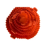 Set de 6 moldes naranjas para freidora de aire, forma ondulada, apilables.