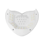 Lámpara profesional UV LED 288W color blanco con diseño ergonómico, interior equipado con múltiples bombillas estratégicamente distribuidas para secado.