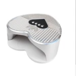 Lámpara de uñas UV LED profesional plateada en forma de corazón, con panel superior texturizado, botones de control integrados y base abierta.