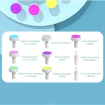 Accesorios para cortaúñas eléctrico: lijas de diferentes colores y granos, y puntas de pulido para niños y adultos.