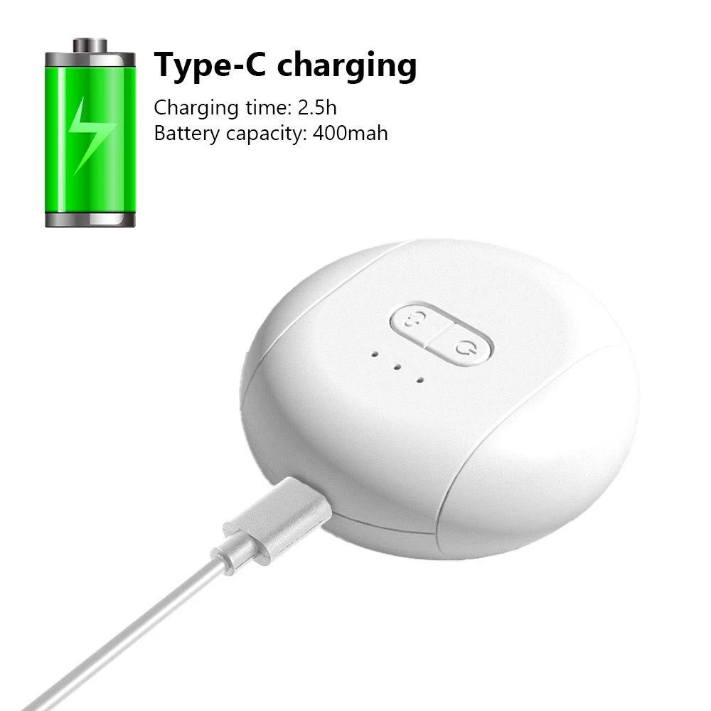 Cortaúñas eléctrico blanco con carga tipo C, tiempo de carga 2.5h y batería 400mah.