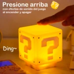 Lámpara LED en forma de bloque de interrogación de Super Mario con sonido al encender/apagar.
