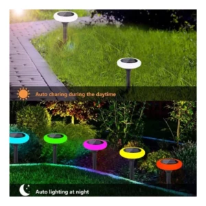Lámparas solares para jardín RGB. Cargando de día, iluminando de noche con colores.