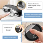 Corta uñas eléctrico negro de diseño ergonómico, muestra corte suave sin contacto con la piel.