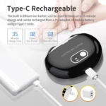 Cortaúñas eléctrico recargable tipo C negro, carga en 35 min, 90 usos, 60 días en espera, se carga con power bank.