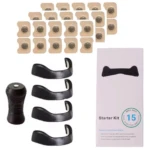 Clip antironquidos y dilatador nasal negro, incluye parches y estuche, ideal para respiración nocturna.