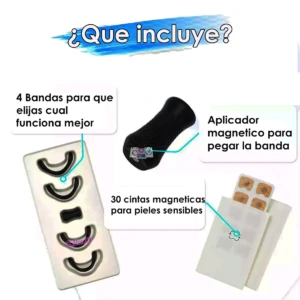 Clip antironquidos con aplicador magnético, 4 bandas y 30 cintas para pieles sensibles.