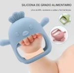 Rasca encías de llama azul para bebé, silicona grado alimentario, libre BPA, resistente.