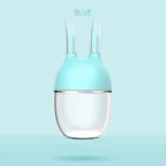 Extractor nasal azul para bebés con recipiente transparente y doble boquilla.