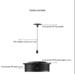 Cafetera Prensa Francea 600 Ml Borosilic: tapa superior de PP, varilla de acero inoxidable 304, cubierta interna de PP.