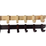 Perchero de madera 6 puestos en color natural y café, para colgar llaves o abrigos.