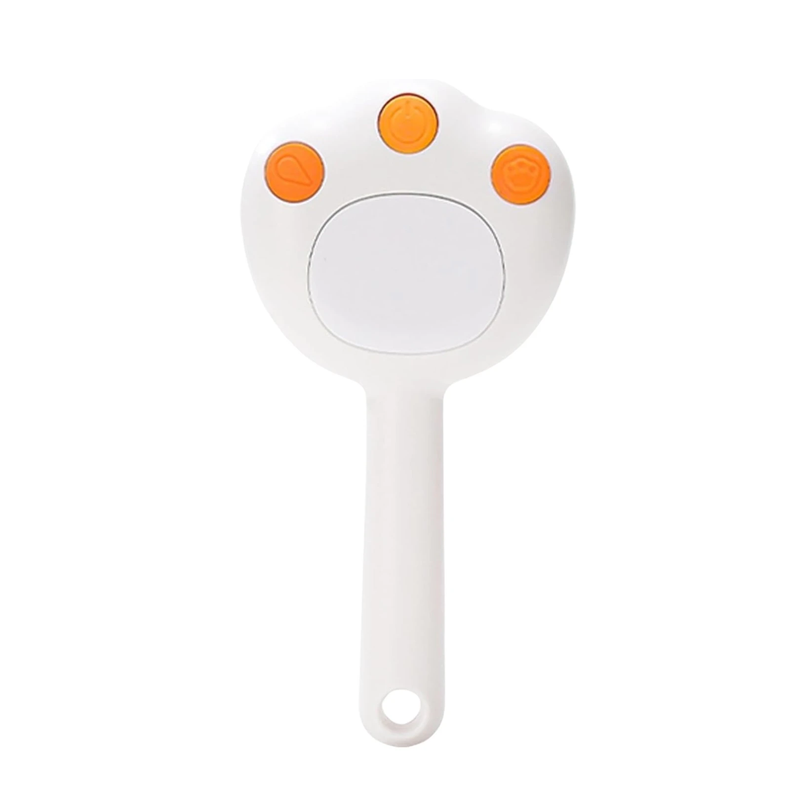 Cepillo a vapor blanco para mascotas con diseño de pata y mango.